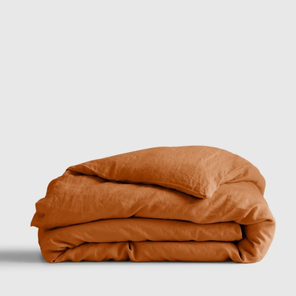 Quince European Linen Terracotta Duvet Cover, King